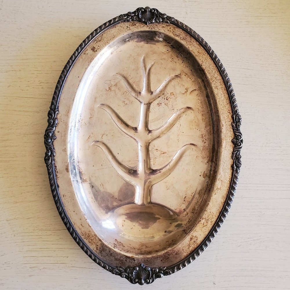Vintage Silver Plate Tree if Life Serving tray/Platter